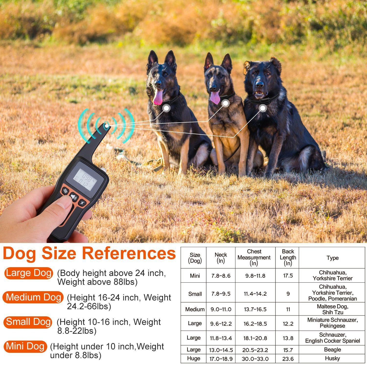 Train Collar OR Receiver Only Options - 3280FT Dog Training Collar IP67 Waterproof Pet Beep Vibration Electric Shock Collar 3 Channels Rechargeable Transmitter Receiver Trainer With Flashlight - Image 10
