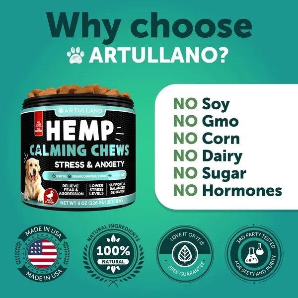 Hemp Calming Chews For Dogs Dog Anxiety Relief Treats With Hemp Oil Turmeric - Image 2