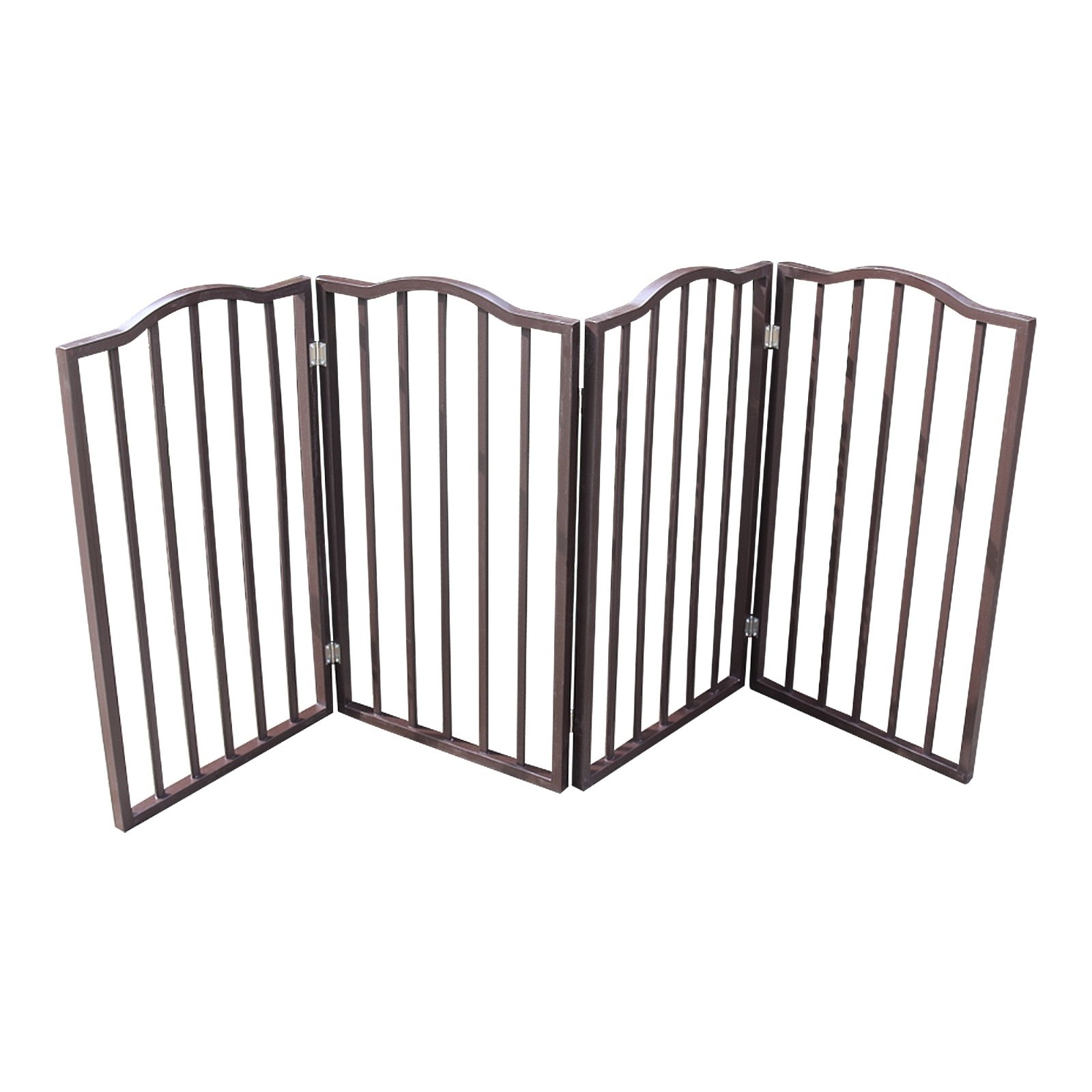 Dog Gate For Doorways, Stairs - Freestanding, Folding, Brown, Arc Wooden - Image 8