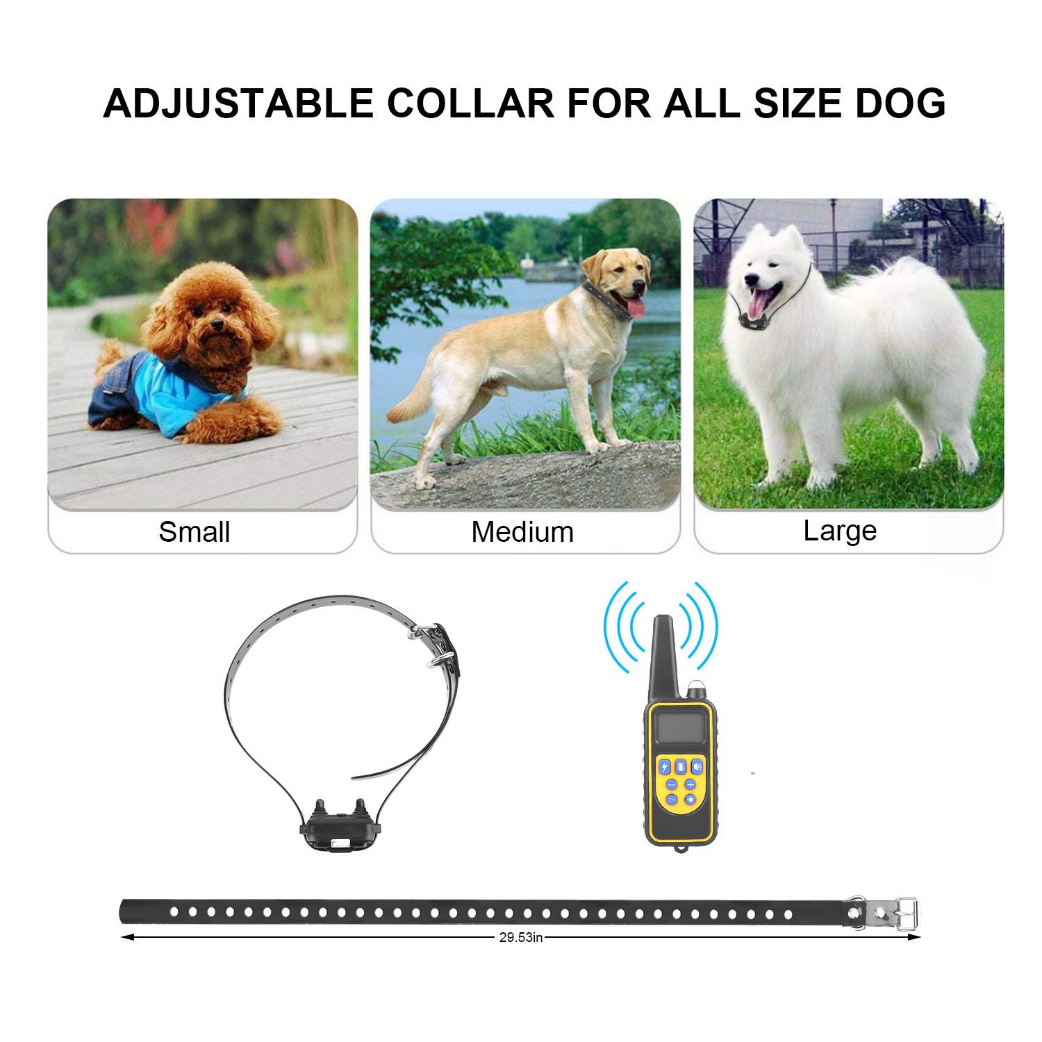 1Pc Dog Training Collar With Remote IP67 Waterproof Pet Trainer 300mAh Rechargeable 875 Yard Remote Control 4 Modes Adjustable Level - Image 2