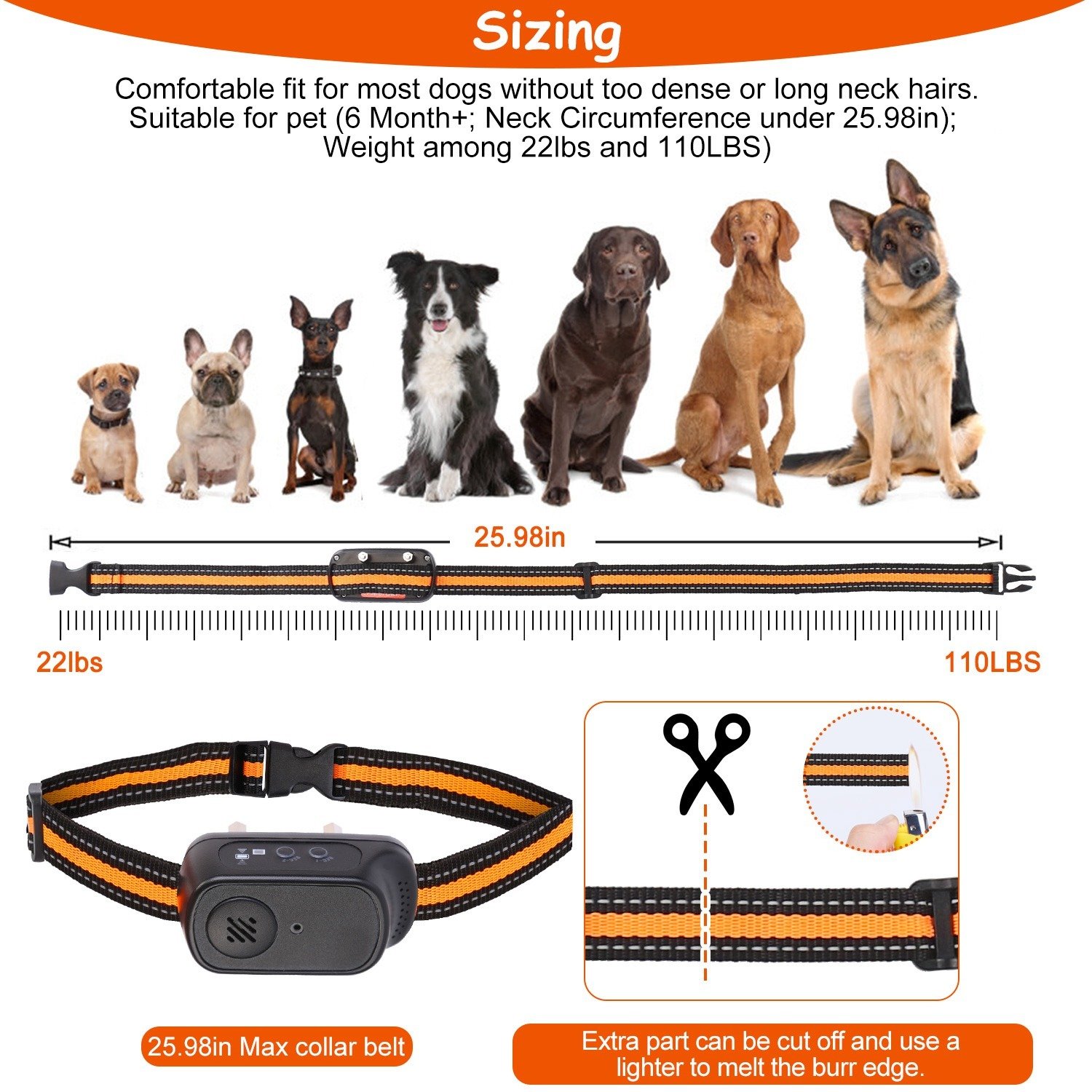 1Pc 984FT Dog Training Collar IP65 Waterproof Pet Beep Vibration Electric Shock Collar 3 Channels Rechargeable Transmitter Receiver Trainer With Recording Safety Keypad Lock - Image 9