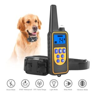 1Pc Dog Training Collar With Remote IP67 Waterproof Pet Trainer 300mAh Rechargeable 875 Yard Remote Control 4 Modes Adjustable Level