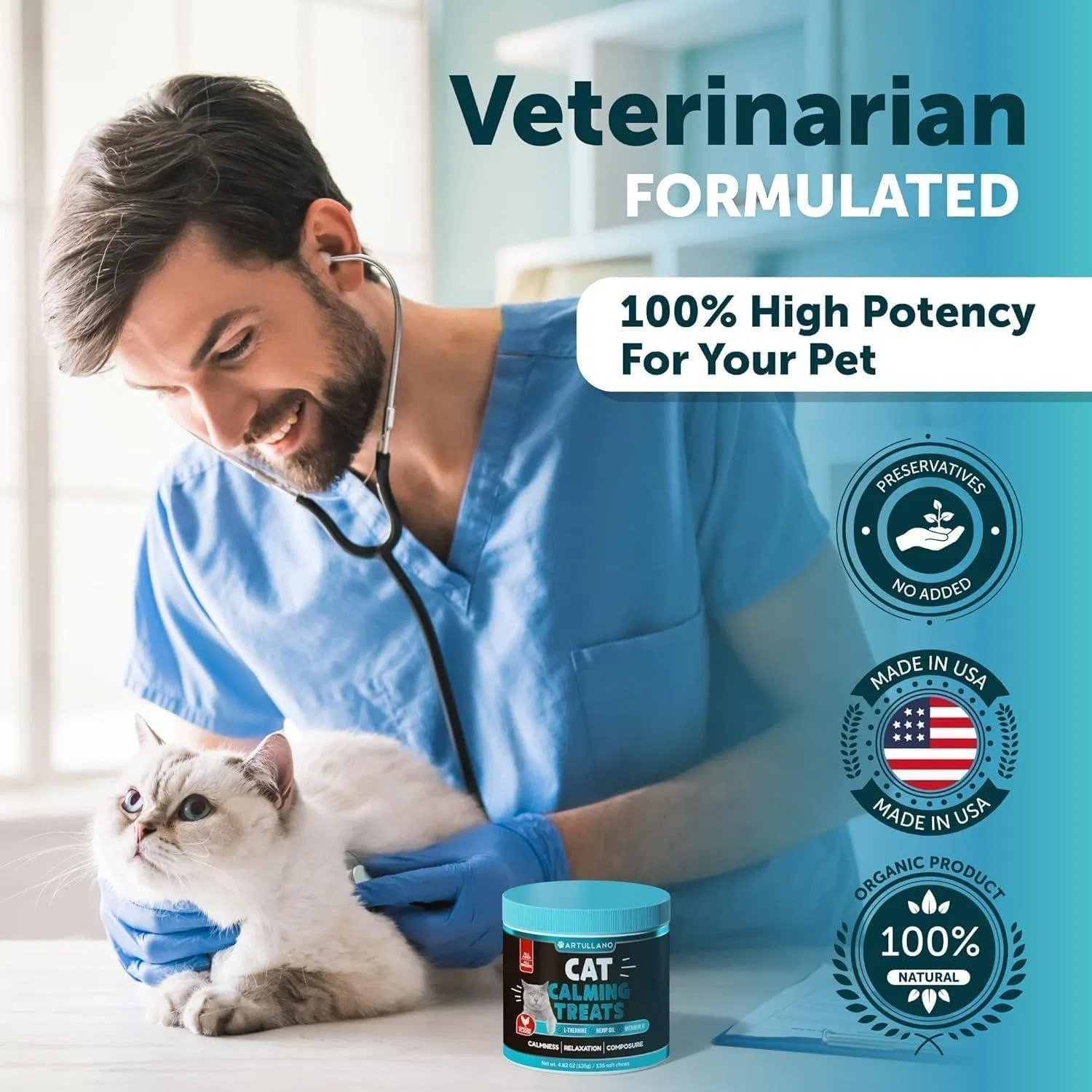 Do Not Sell On Amazon Hemp Cat Calming Treats For Stress & Anxiety Relief Cat Kittens Melatonin - Image 3