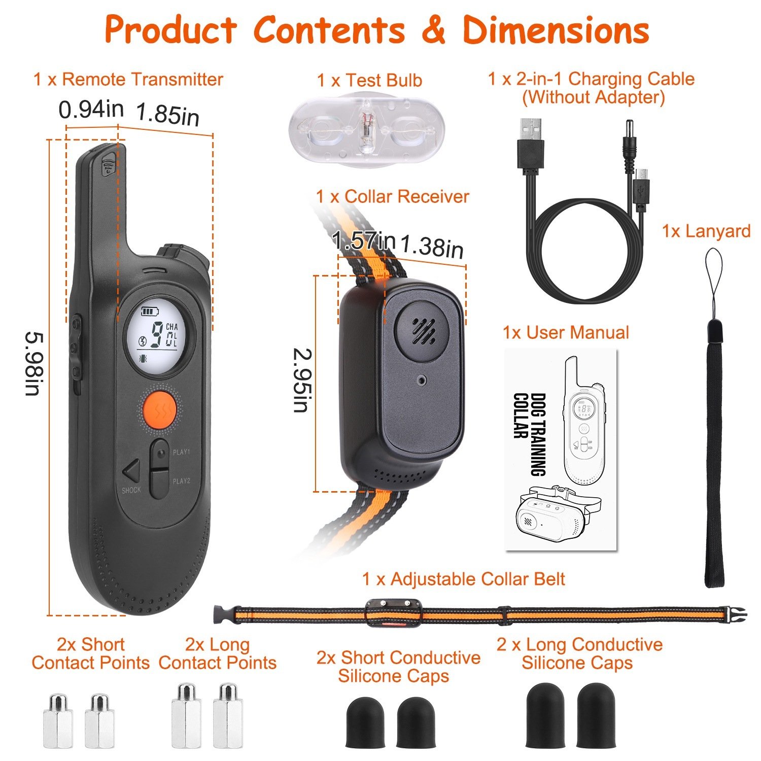 1Pc 984FT Dog Training Collar IP65 Waterproof Pet Beep Vibration Electric Shock Collar 3 Channels Rechargeable Transmitter Receiver Trainer With Recording Safety Keypad Lock - Image 5