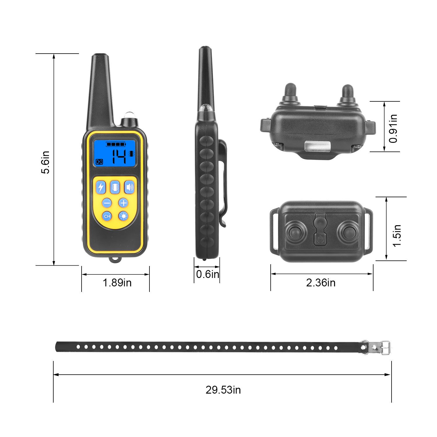 1Pc Dog Training Collar With Remote IP67 Waterproof Pet Trainer 300mAh Rechargeable 875 Yard Remote Control 4 Modes Adjustable Level - Image 7