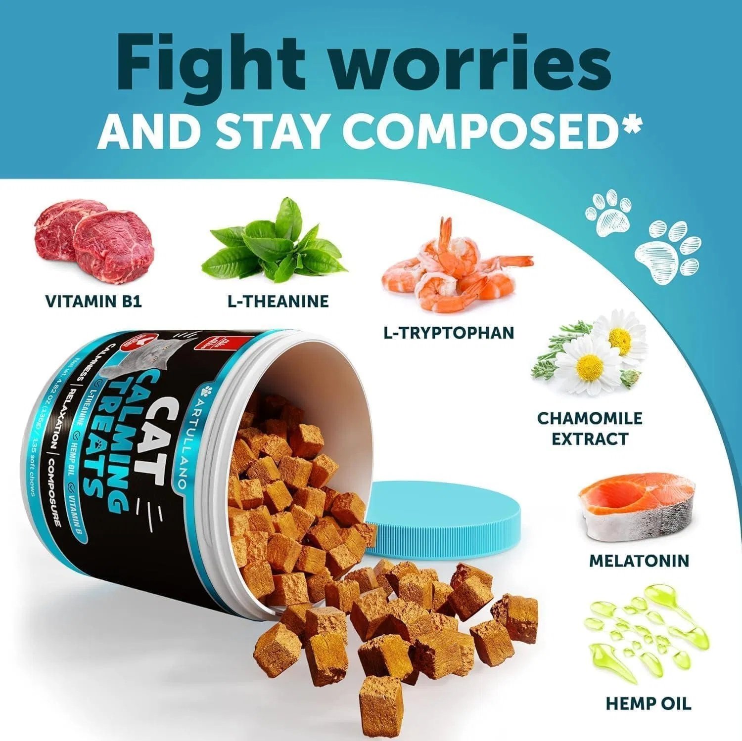 Do Not Sell On Amazon Hemp Cat Calming Treats For Stress & Anxiety Relief Cat Kittens Melatonin - Image 4