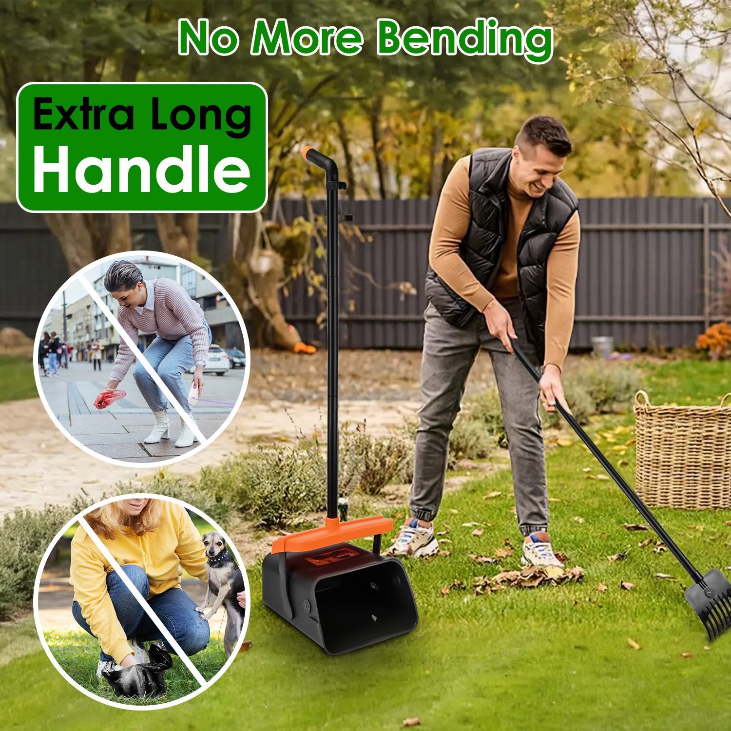 1Set Pooper Scooper Kit Dog Poop Rake & Swiveling Bin Poop Heavy Duty Pick Up Tool With Extra Long Handle 35 Waste Bags Dispenser - Image 10