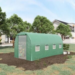 Walk In Tunnel Circular Greenhouse With Mesh Doors And 8 Windows